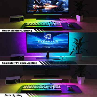 5V USB RGB LED Light Bar 1 2 PCS Lamp Bluetooth